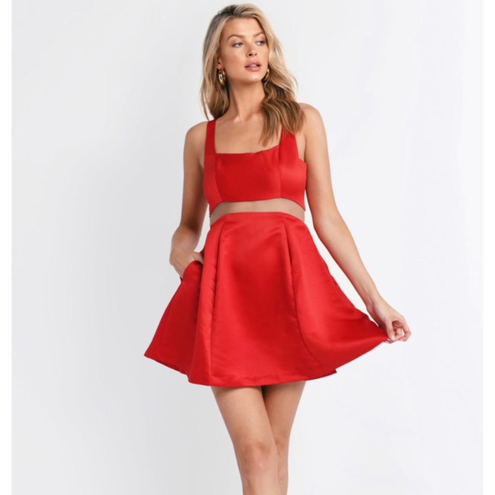 Tobi - HAVEN MESH BABYDOLL DRESS IN RED, M